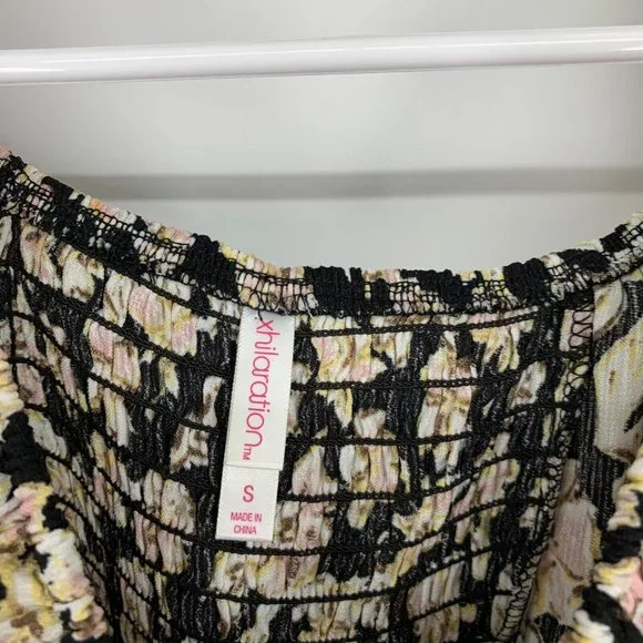 Xhilaration Dress Black Floral Print Off The Shoulder Mini - Picture 3 of 8